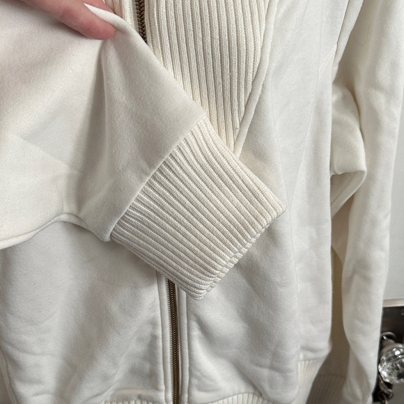 Maurices Cream Ribbed-Panel Zip-Up Jacket - Picture 2 of 3
